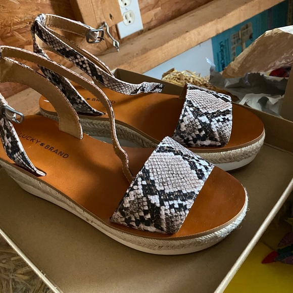 NWT Lucky Brand LP-Jeneka Latte Dream Snake Platform Size 8 - Picture 5 of 9